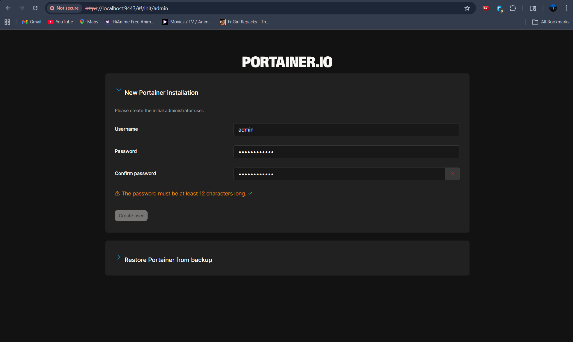 Portainer Create User