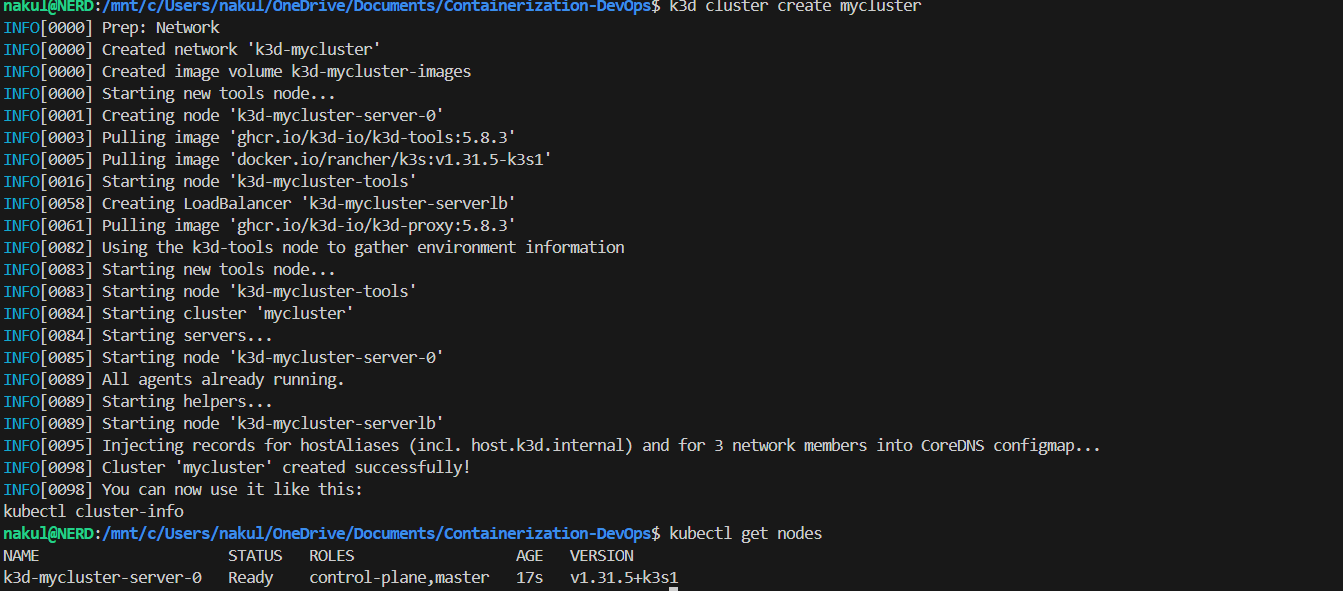 Cluster Creation and Nodes