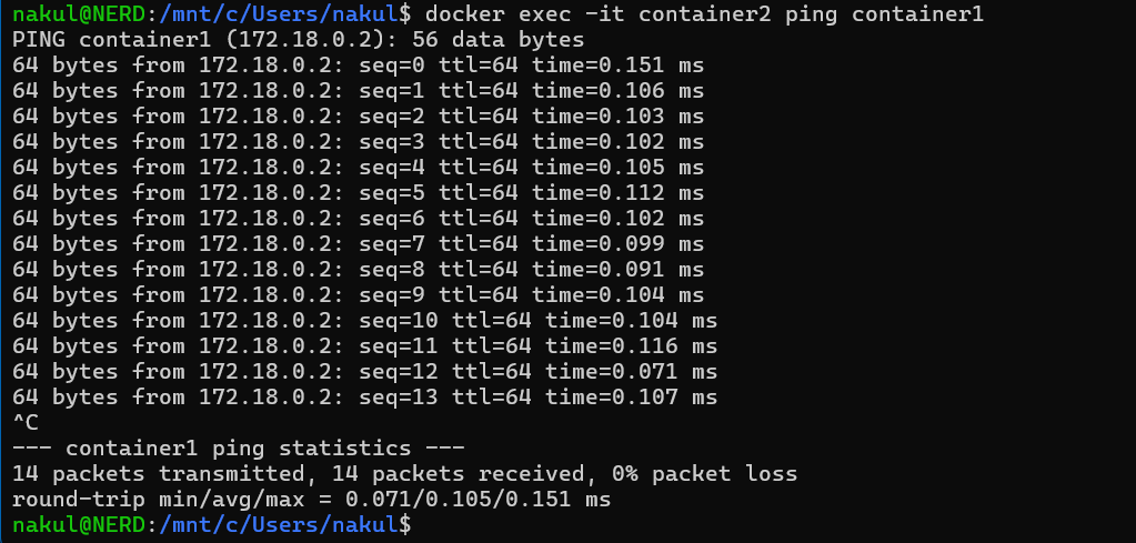 Ping Between Containers